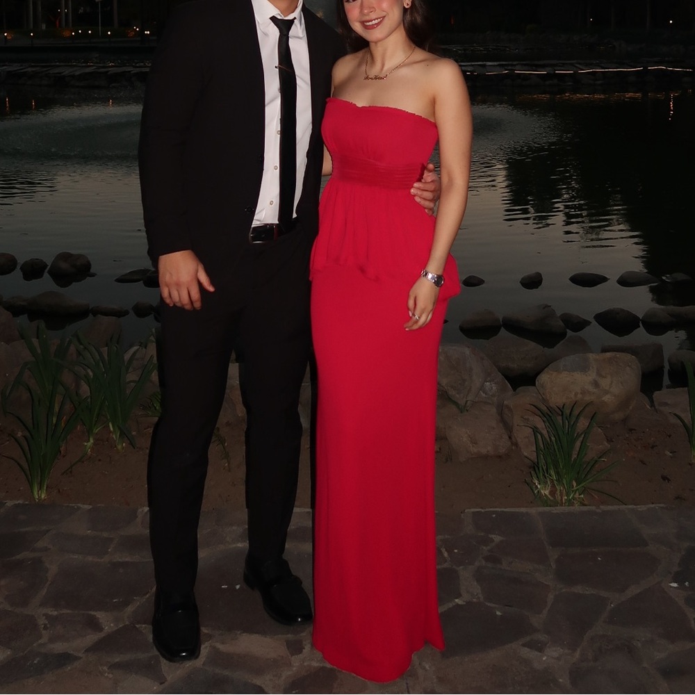 BCBGMaxAzria Pink Strapless Maxi Dress